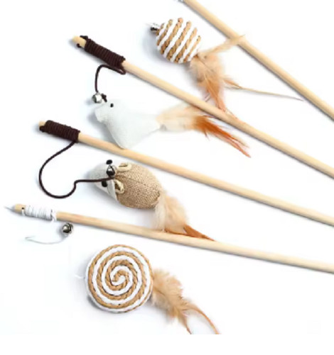 Cat feather wand toy - cat,